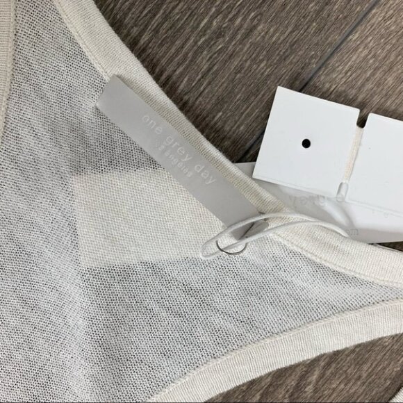 Anthropologie One Grey Day Orion Knit Tank Top Racerback V-neck Cream White - Picture 11 of 16
